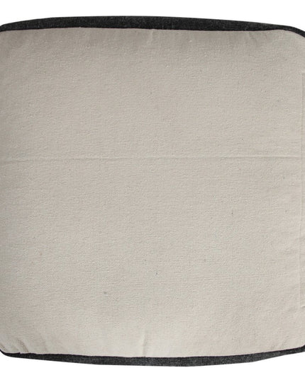 18" Black Cotton Geometric Pouf Ottoman