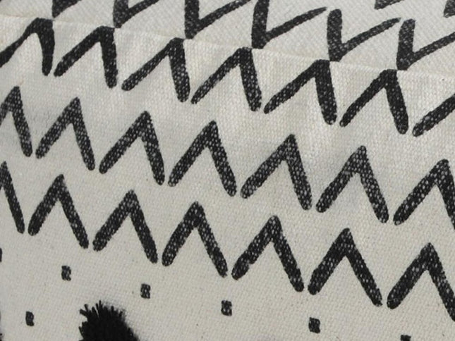 18" White Cotton Chevron Pouf Ottoman