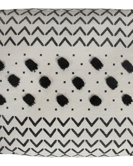 18" White Cotton Chevron Pouf Ottoman