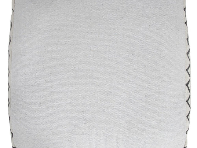 18" White Cotton Chevron Pouf Ottoman