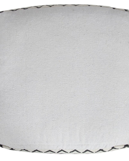 18" White Cotton Chevron Pouf Ottoman