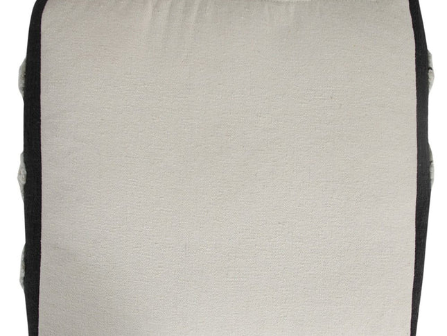 18" Black Cotton Geometric Pouf Ottoman