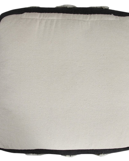 18" Black Cotton Geometric Pouf Ottoman