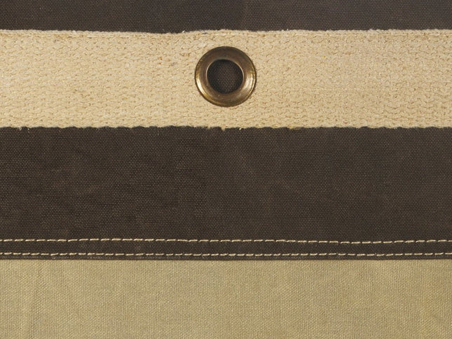 20" Brown Cotton Striped Pouf Ottoman