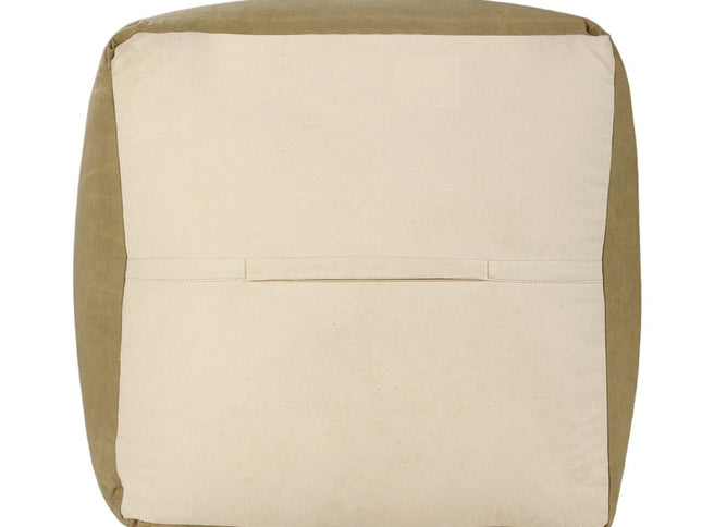 20" Brown Cotton Striped Pouf Ottoman