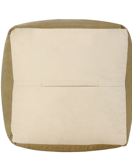 20" Brown Cotton Striped Pouf Ottoman