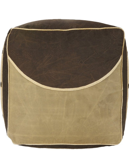 20" Brown Cotton Striped Pouf Ottoman