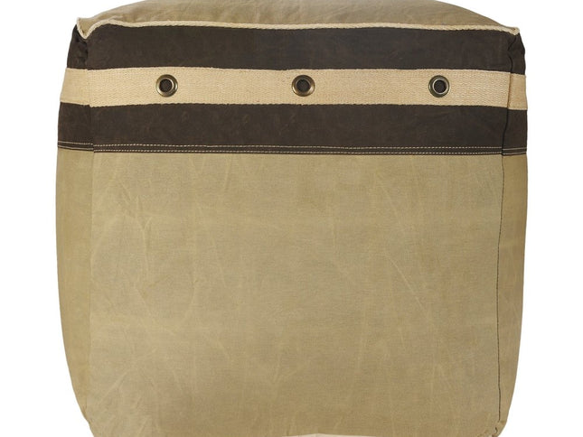 20" Brown Cotton Striped Pouf Ottoman
