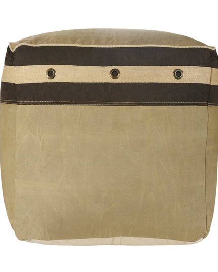 20" Brown Cotton Striped Pouf Ottoman
