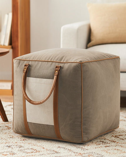 20" Gray Cotton Blend Ottoman