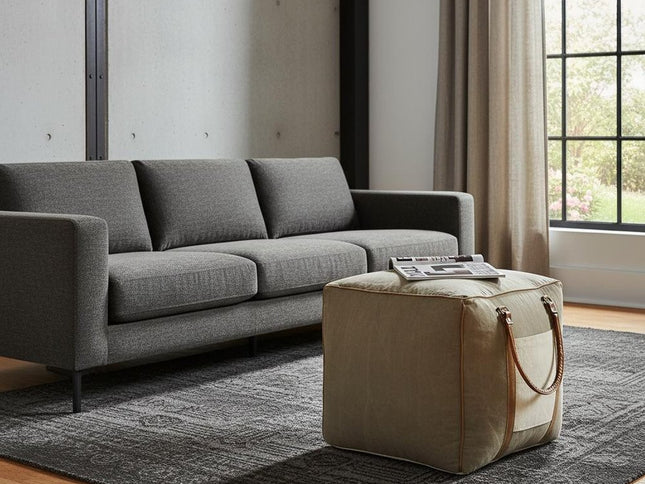 20" Gray Cotton Blend Ottoman