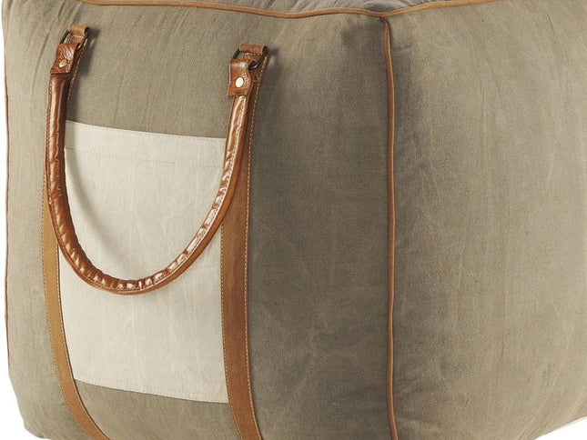 20" Gray Cotton Blend Ottoman