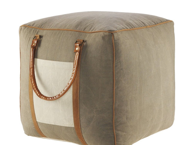 20" Gray Cotton Blend Ottoman