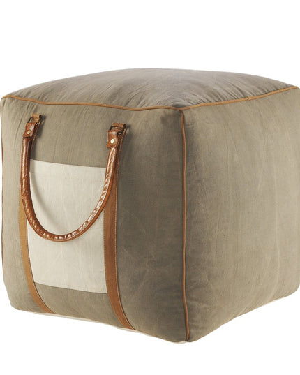 20" Gray Cotton Blend Ottoman