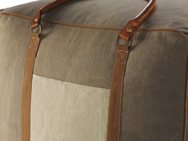 20" Gray Cotton Blend Ottoman