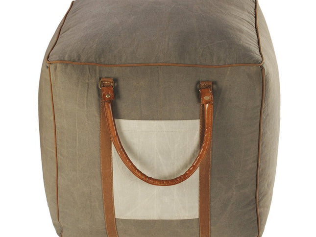 20" Gray Cotton Blend Ottoman