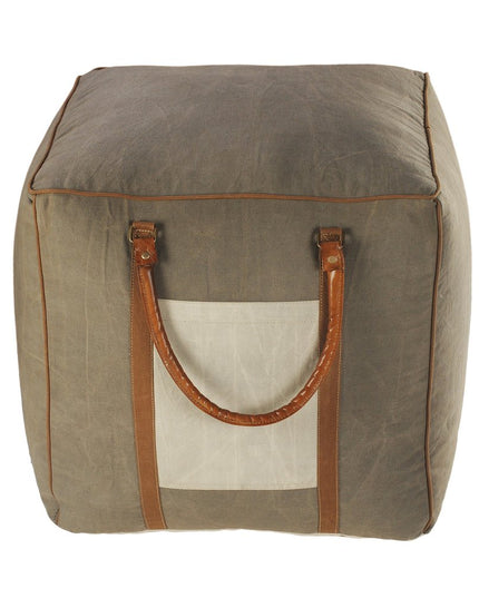 20" Gray Cotton Blend Ottoman