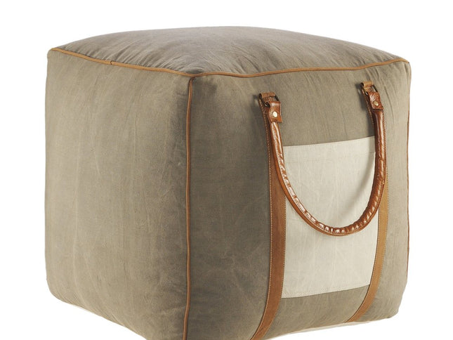 20" Gray Cotton Blend Ottoman