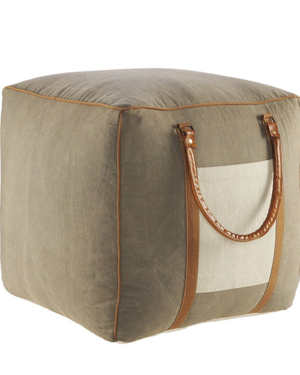 20" Gray Cotton Blend Ottoman
