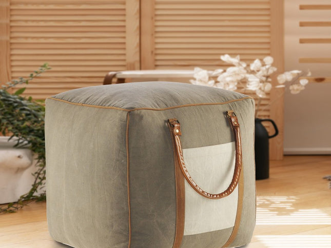 20" Gray Cotton Blend Ottoman