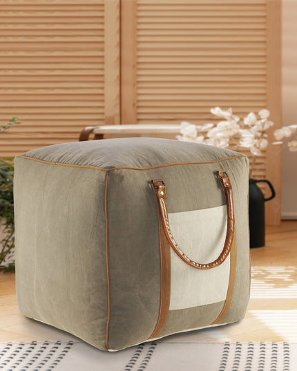 20" Gray Cotton Blend Ottoman