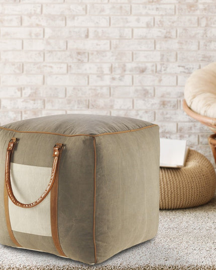 20" Gray Cotton Blend Ottoman
