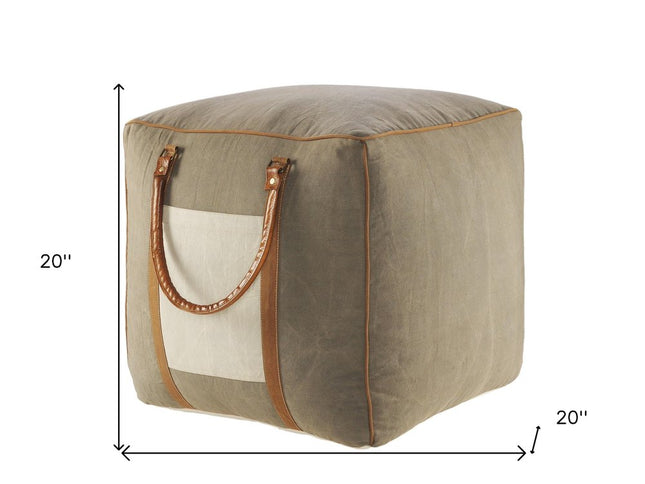 20" Gray Cotton Blend Ottoman