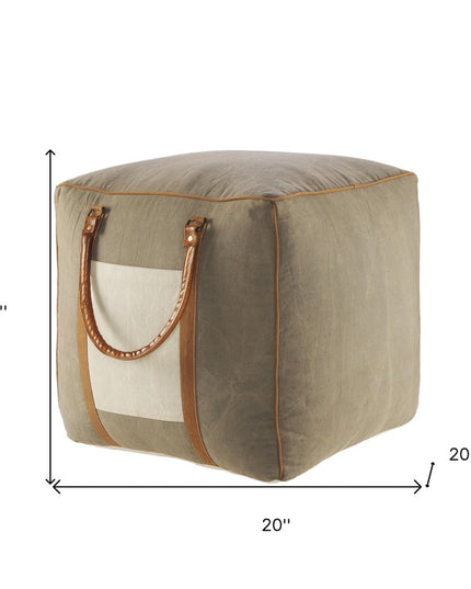 20" Gray Cotton Blend Ottoman