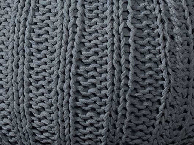 20" Blue Cotton Round Pouf Ottoman