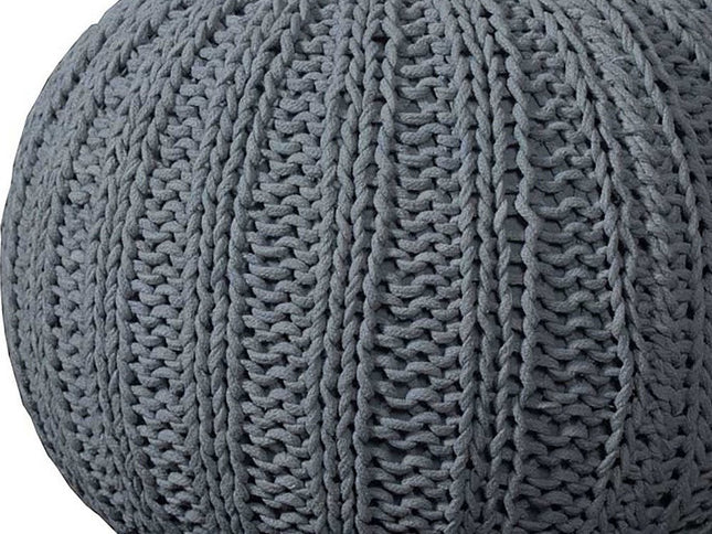 20" Blue Cotton Round Pouf Ottoman