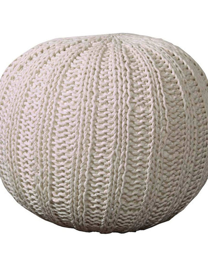 20" Blue Cotton Round Pouf Ottoman