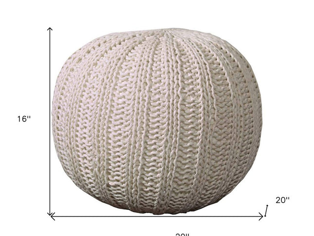 20" Blue Cotton Round Pouf Ottoman