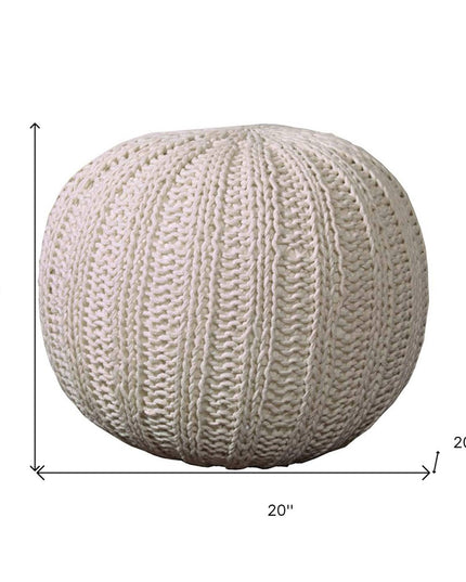 20" Blue Cotton Round Pouf Ottoman