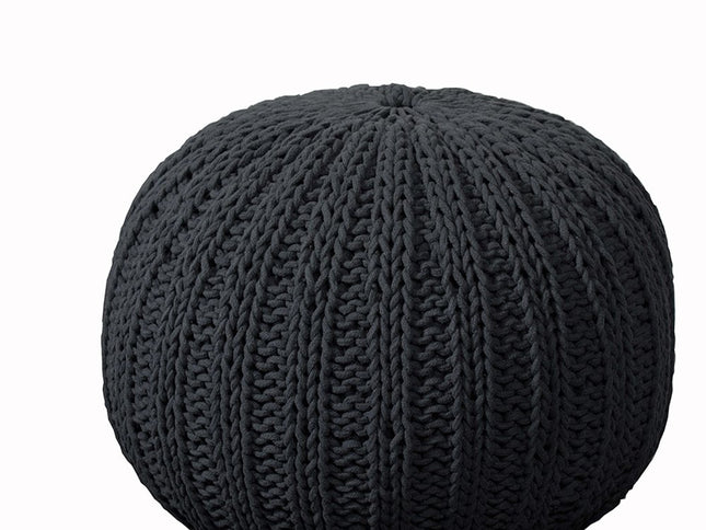 20" Blue Cotton Round Pouf Ottoman