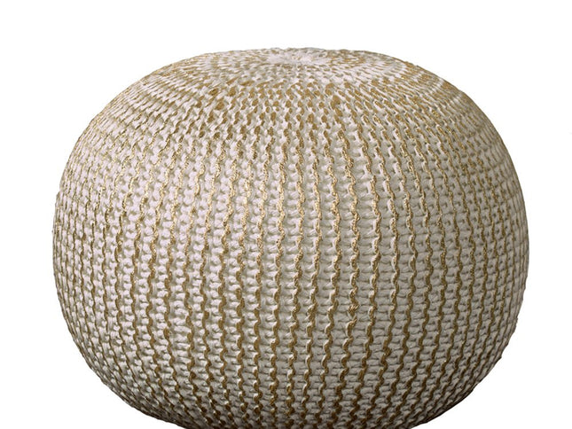 20" Gold Cotton Round Pouf Ottoman
