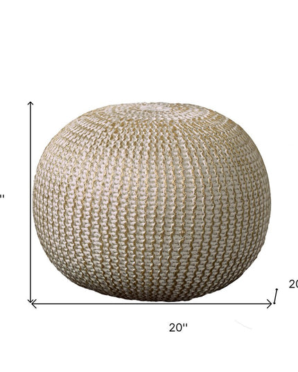 20" Gold Cotton Round Pouf Ottoman