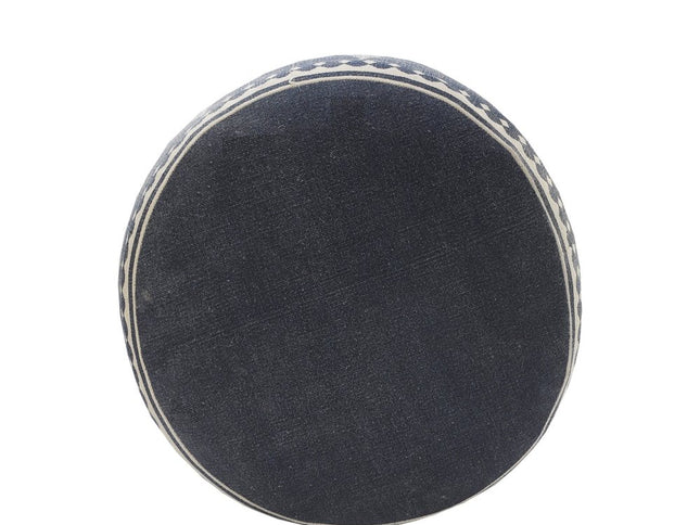 18" Blue Cotton Cylinder Paisley Pouf Ottoman