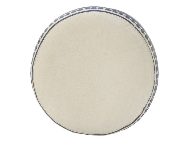 18" Blue Cotton Cylinder Paisley Pouf Ottoman