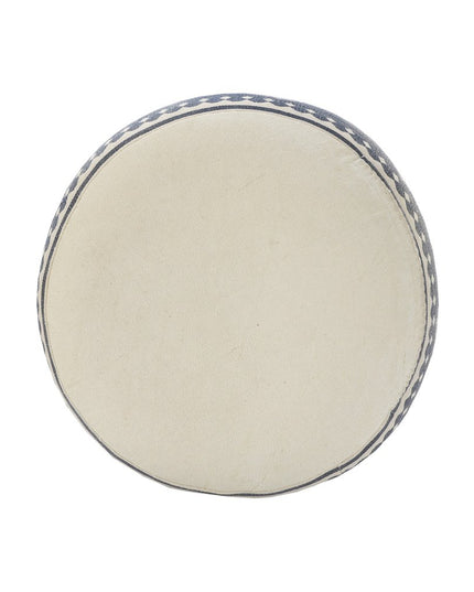 18" Blue Cotton Cylinder Paisley Pouf Ottoman