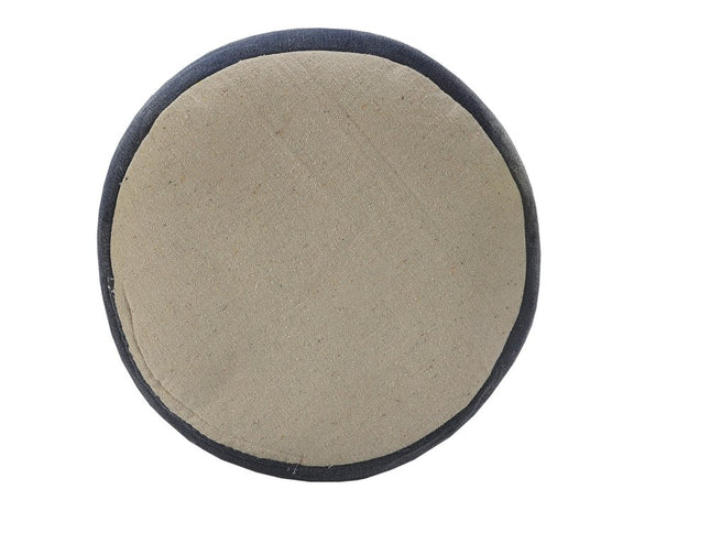 18" Blue Cotton Cylinder Striped Pouf Ottoman