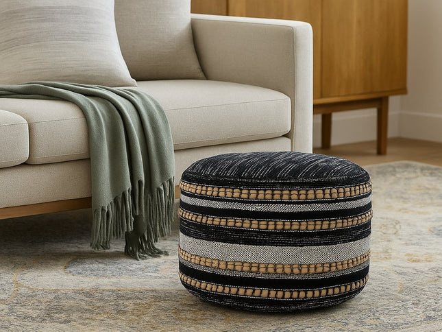 18" x 18" x 14" " Black Pouff