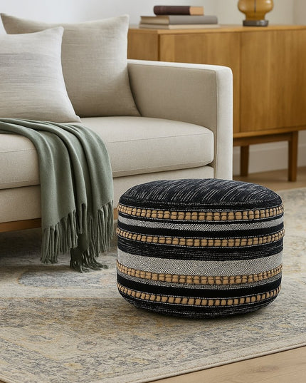 18" x 18" x 14" " Black Pouff