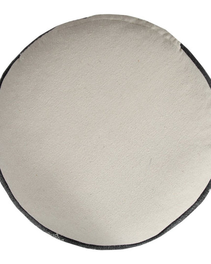 18" Black Cotton Cylinder Medallion Pouf Ottoman