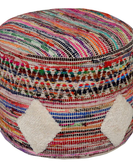 18" Rainbow Cylinder Geometric Pouf Ottoman