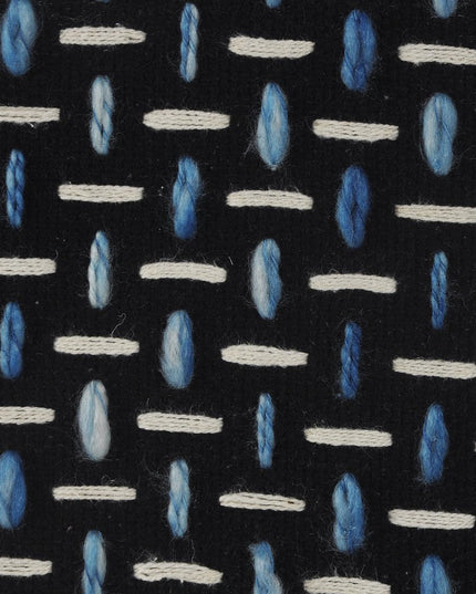 16" Black Fabric Geometric Pouf Ottoman