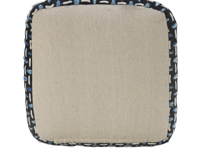 16" Black Fabric Geometric Pouf Ottoman