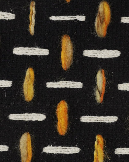 16" Black Fabric Geometric Pouf Ottoman