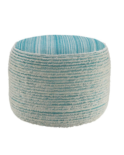 18" Pink Fabric Cylinder Striped Pouf Ottoman