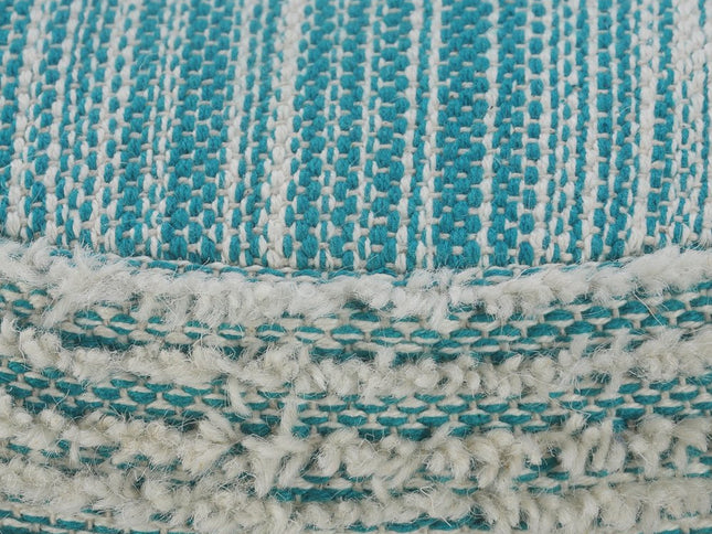 18" Pink Fabric Cylinder Striped Pouf Ottoman