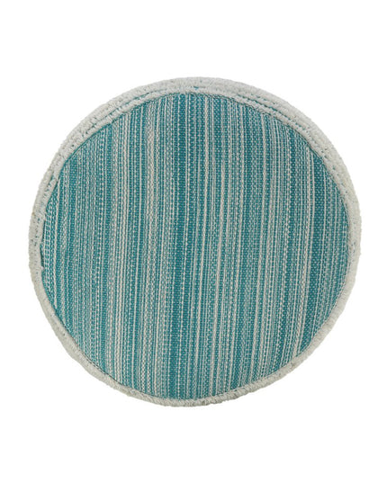 18" Pink Fabric Cylinder Striped Pouf Ottoman